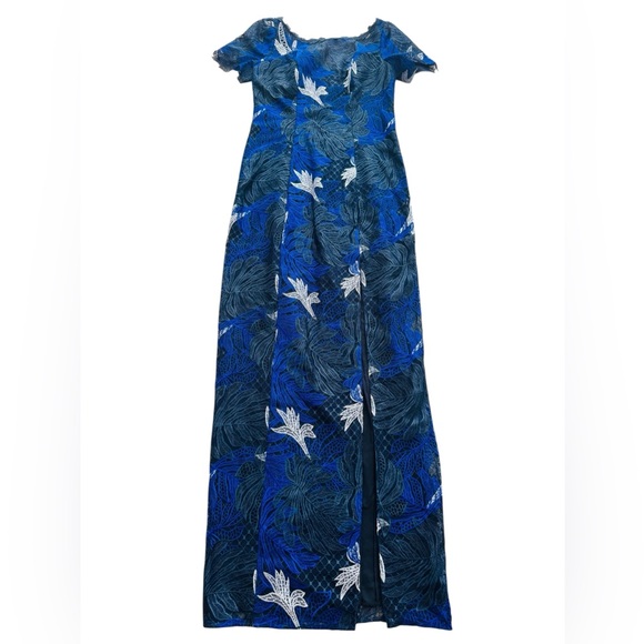 MARCHESA NOTTE**Blue Floral Leaf Dress***US 6 $895 NWT